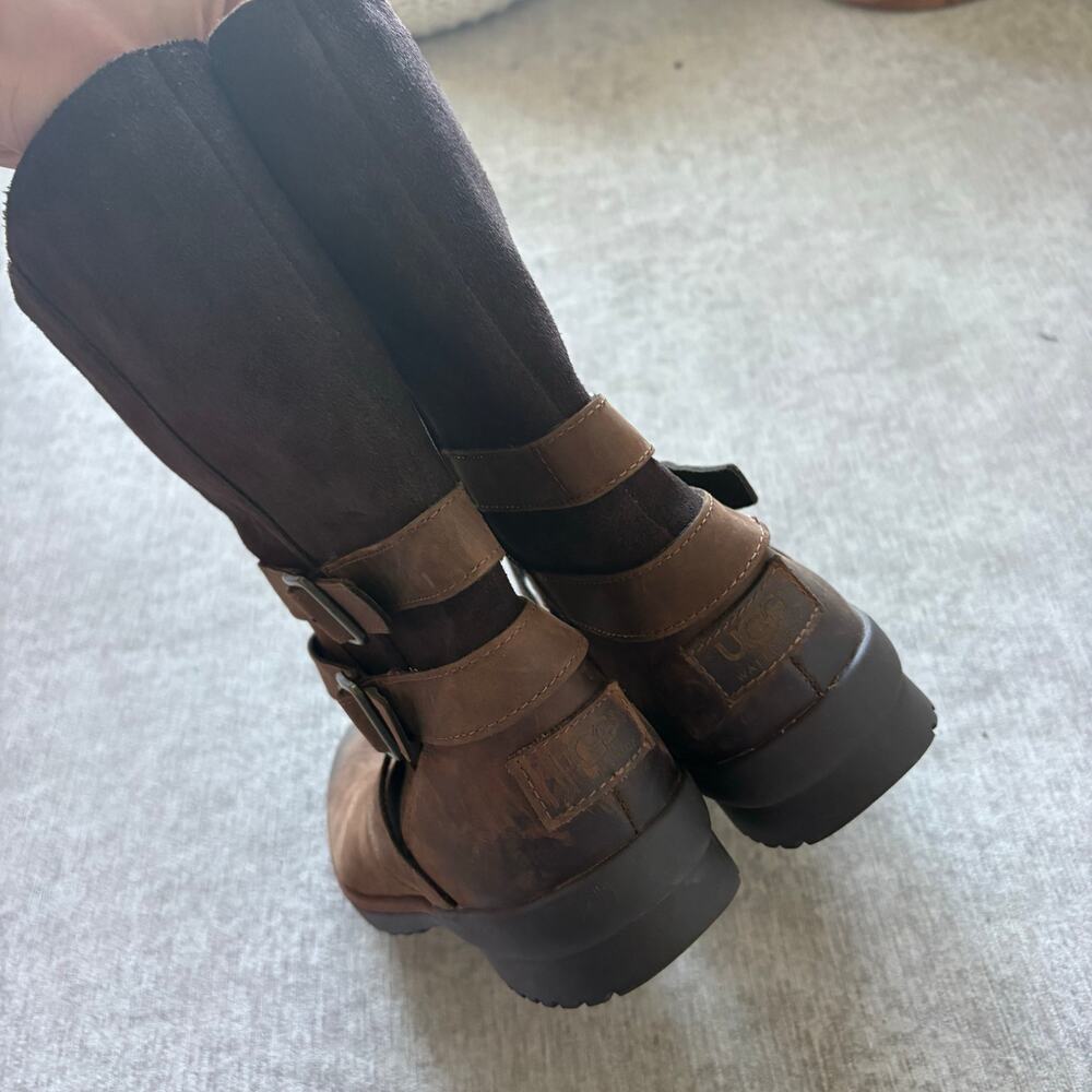 NWOT Women’s UGG Waterproof Riding Brown Leather Boots - Picture 4 of 6